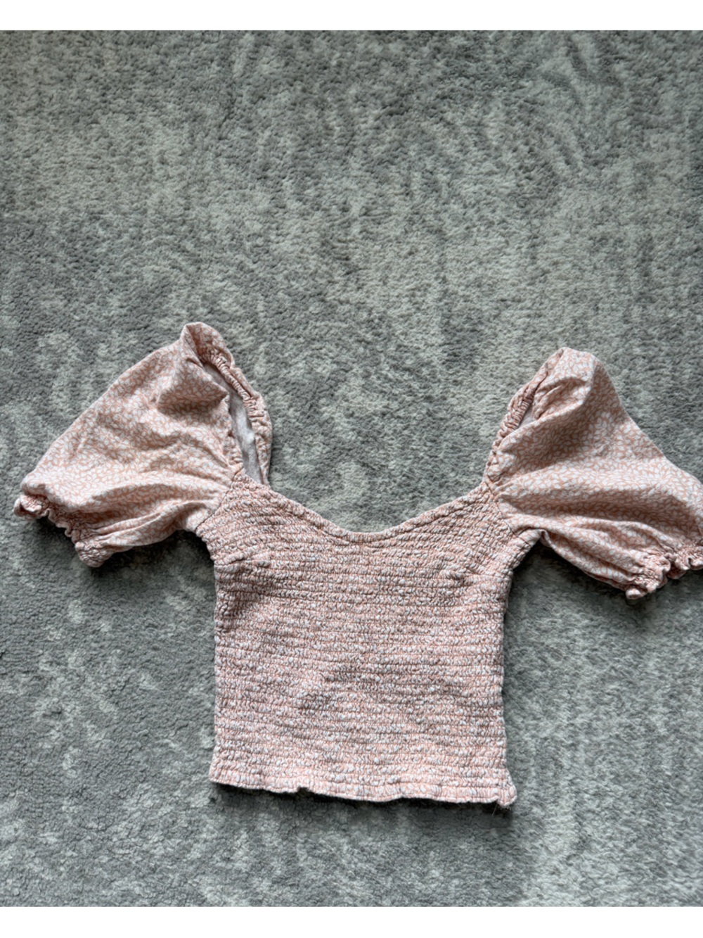 Abercrombie & Fitch Smocked Off Shoulder Puff Sleeve Top size XS